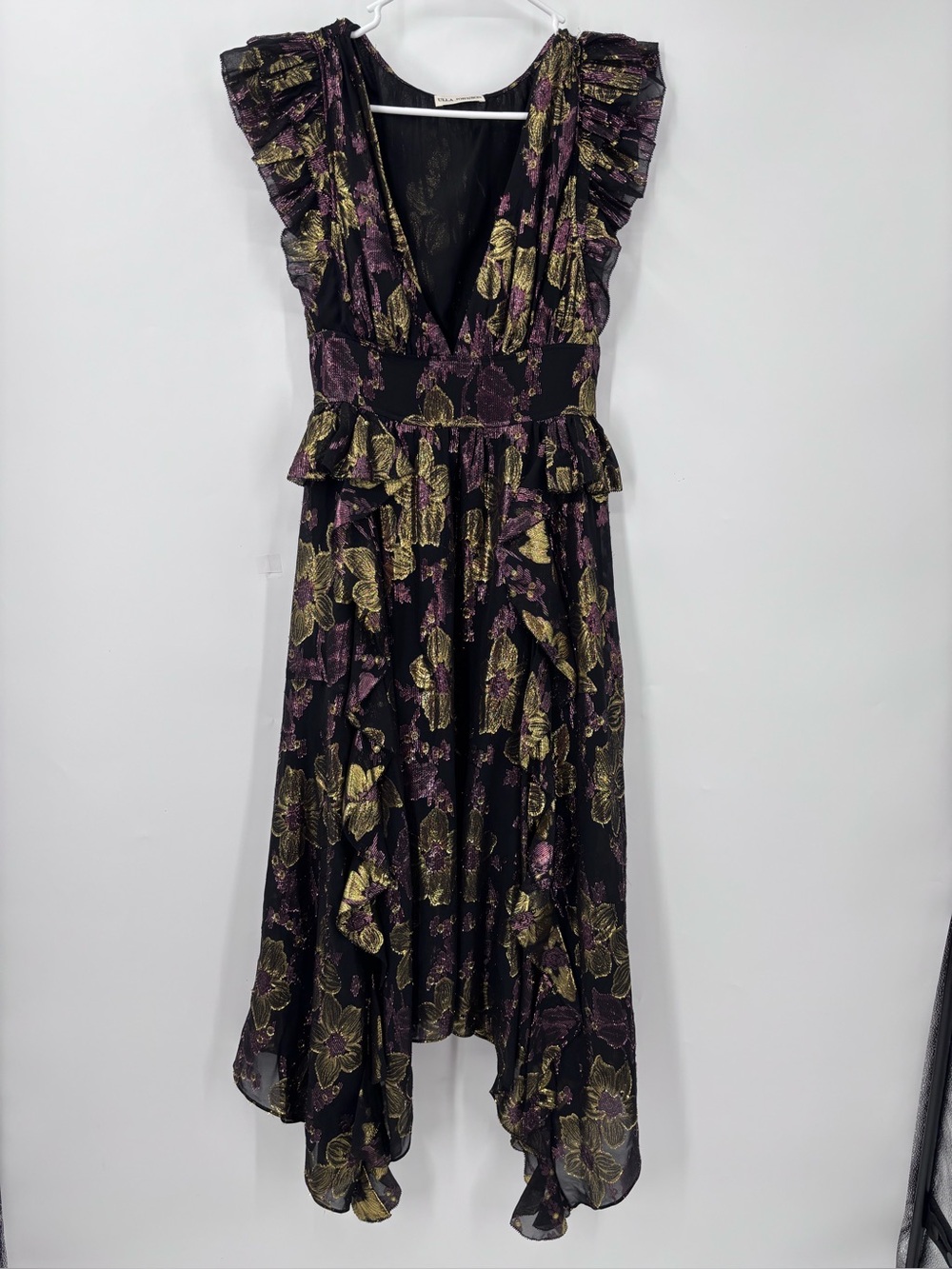 Ulla Johnson Nerissa Dress
Black Floral High-Low Ruffle Midi Dress - Picture 3 of 13